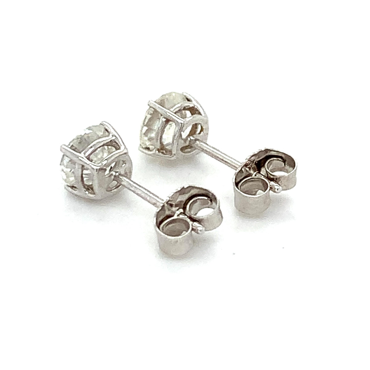 14K Gold 4-Prongs Basket 1.0ctw Round Brilliant Diamond Solitaire Stud Earrings