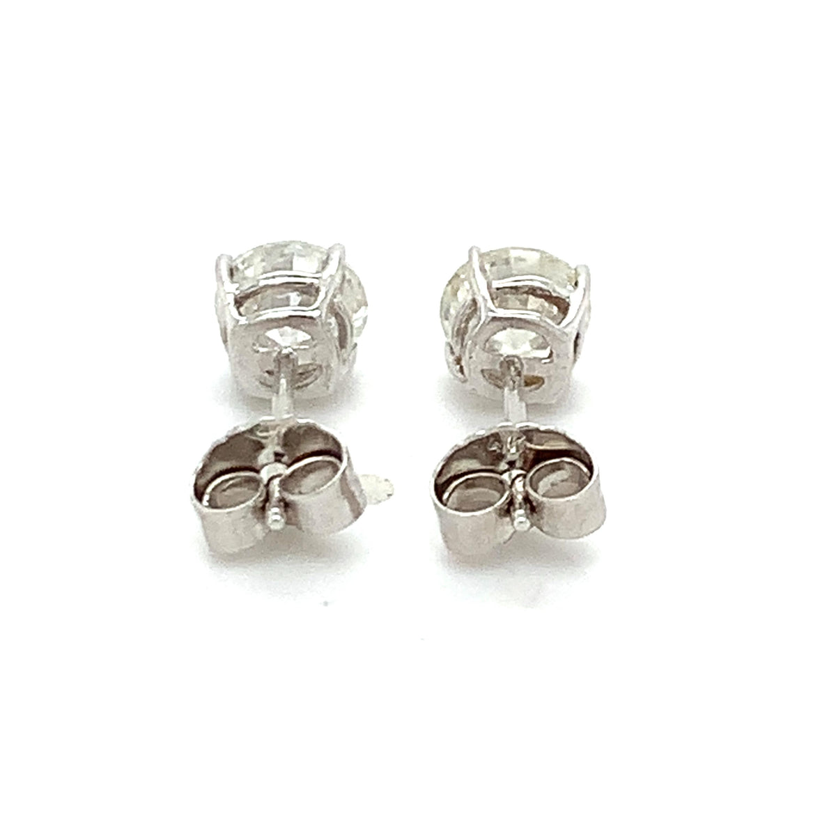 14K Gold 4-Prongs Basket 1.0ctw Round Brilliant Diamond Solitaire Stud Earrings