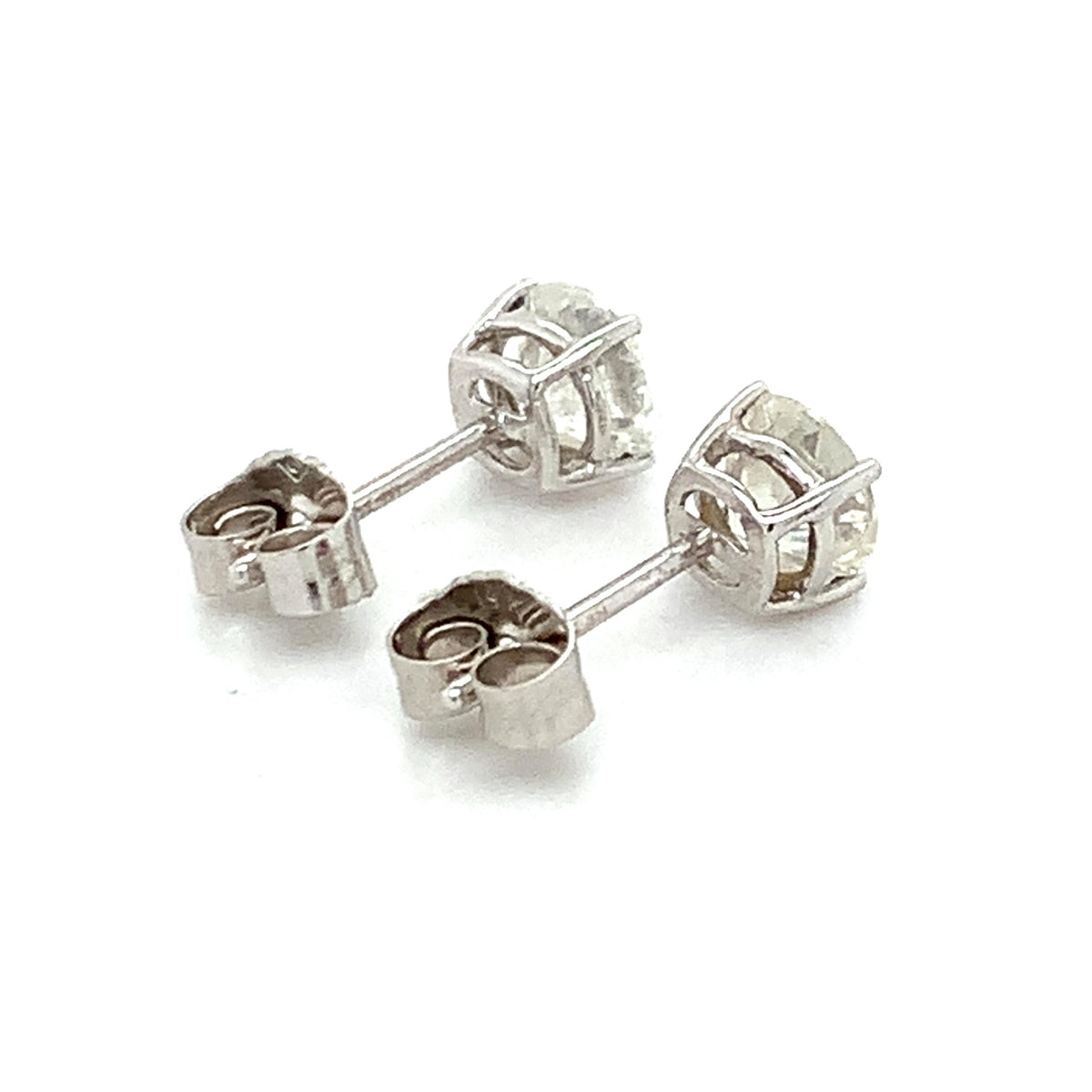 14K Gold 4-Prongs Basket 1.0ctw Round Brilliant Diamond Solitaire Stud Earrings
