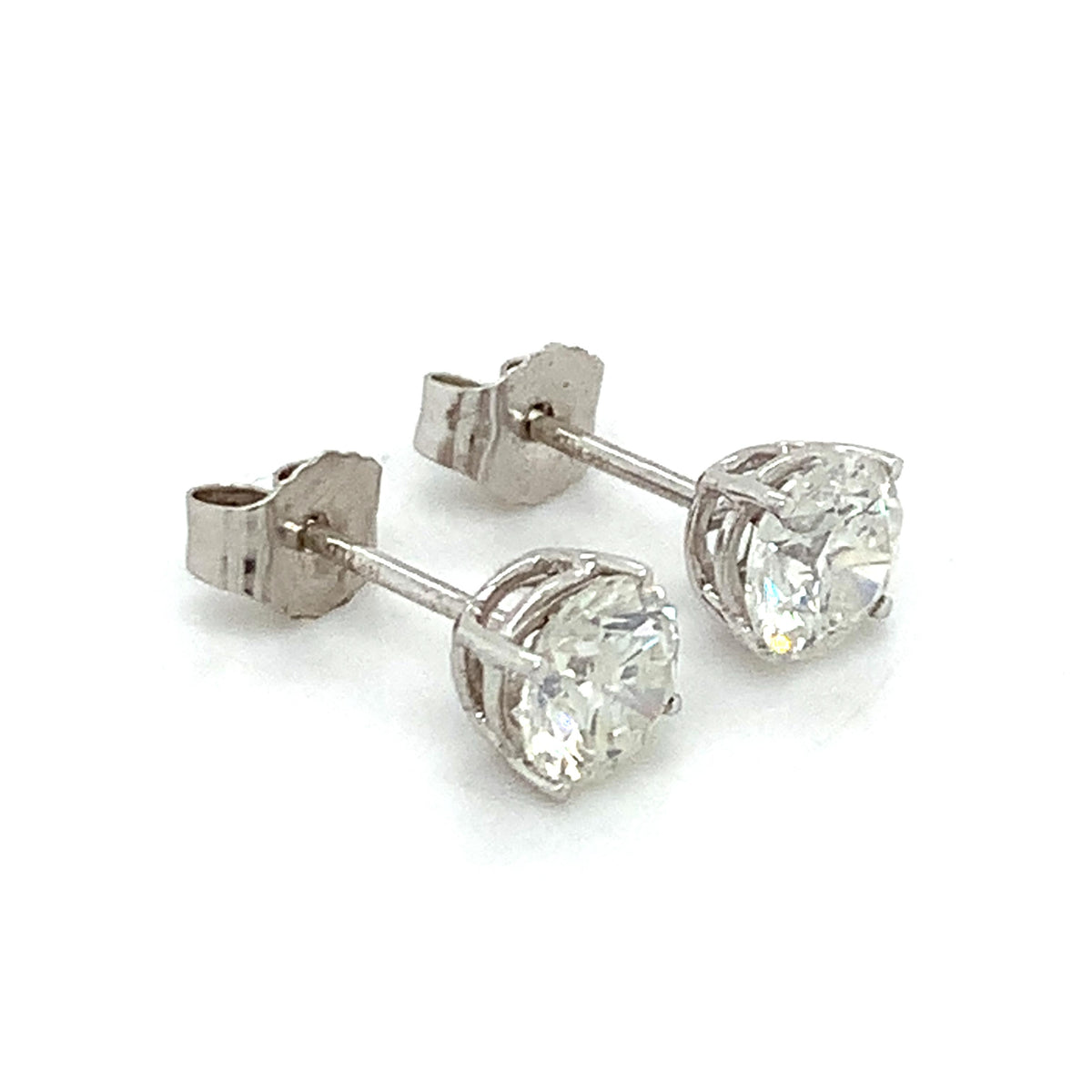 14K Gold 4-Prongs Basket 1.0ctw Round Brilliant Diamond Solitaire Stud Earrings