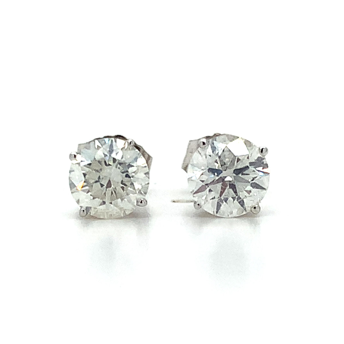 14K Gold 4-Prongs Basket 1.0ctw Round Brilliant Diamond Solitaire Stud Earrings
