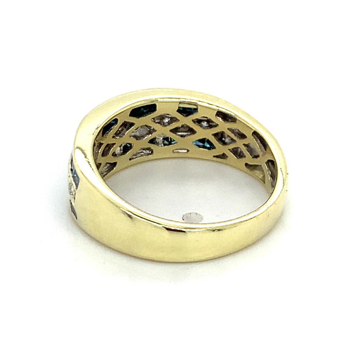 ILIANA 18K Gold Three-Rows Square HPHT Blue Diamonds & Diamond Band Ring