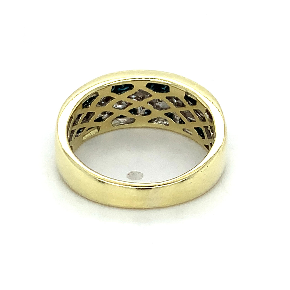 ILIANA 18K Gold Three-Rows Square HPHT Blue Diamonds & Diamond Band Ring