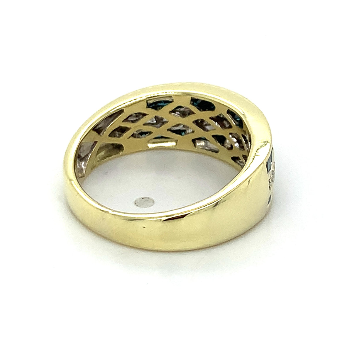 ILIANA 18K Gold Three-Rows Square HPHT Blue Diamonds & Diamond Band Ring