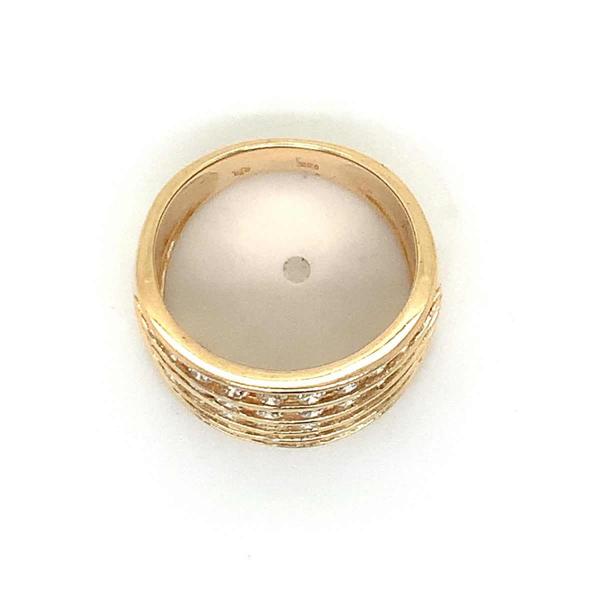 14k Gold Round Brilliant Cut Multi Row Diamond Wide Channel Band Ring Size 7.5