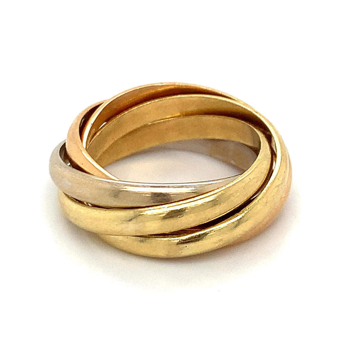 Le Must De Cartier 18K Tri Color Gold 5 Band Interlocking Rolling Ring Size 6
