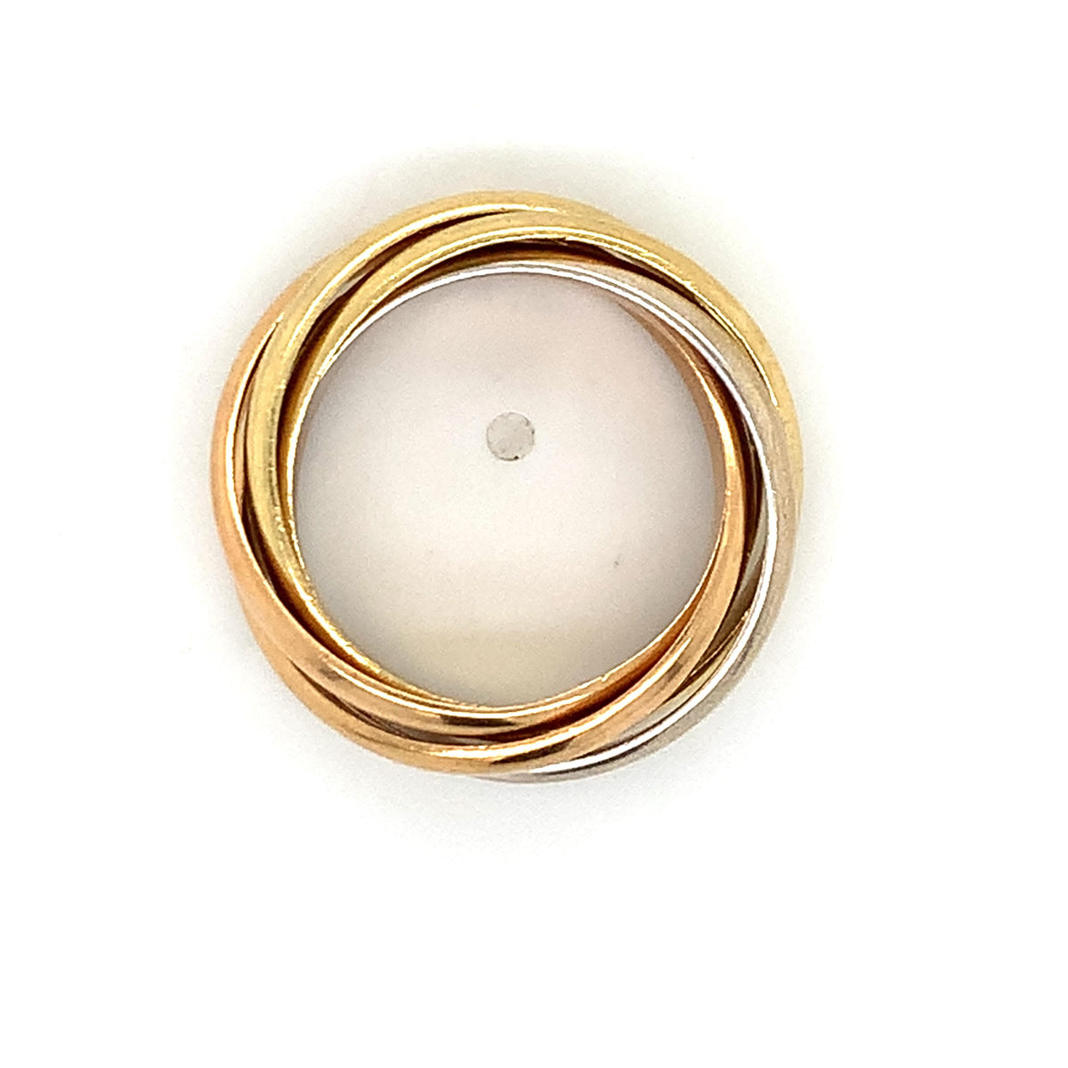 Le Must De Cartier 18K Tri Color Gold 5 Band Interlocking Rolling Ring Size 6