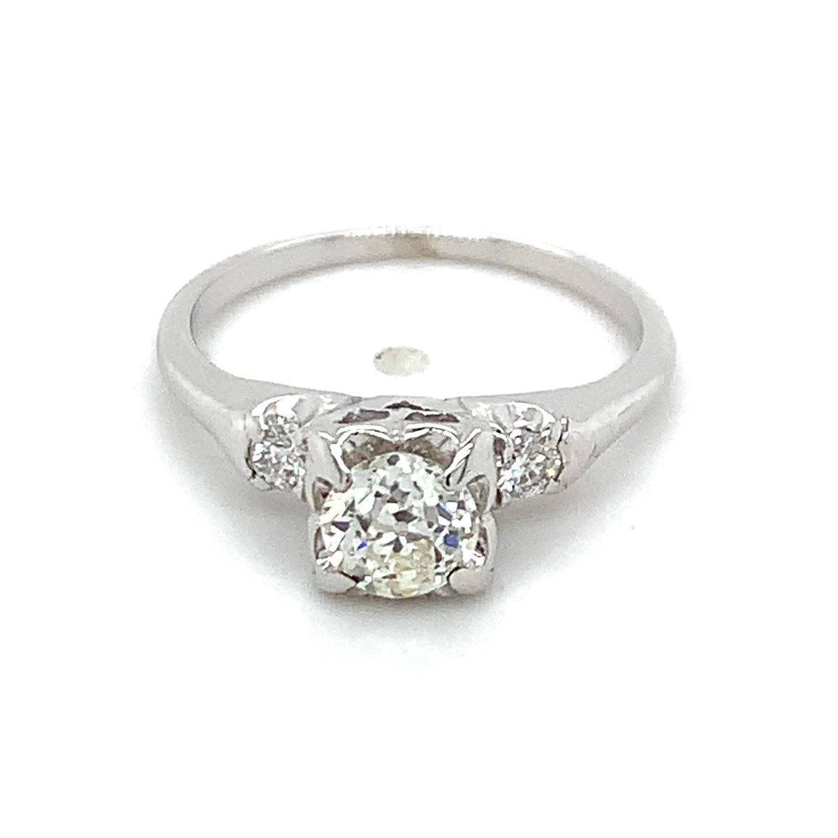Vintage 14k Gold Old European Diamond & Round 3 Stone Diamond Buttercup Ring