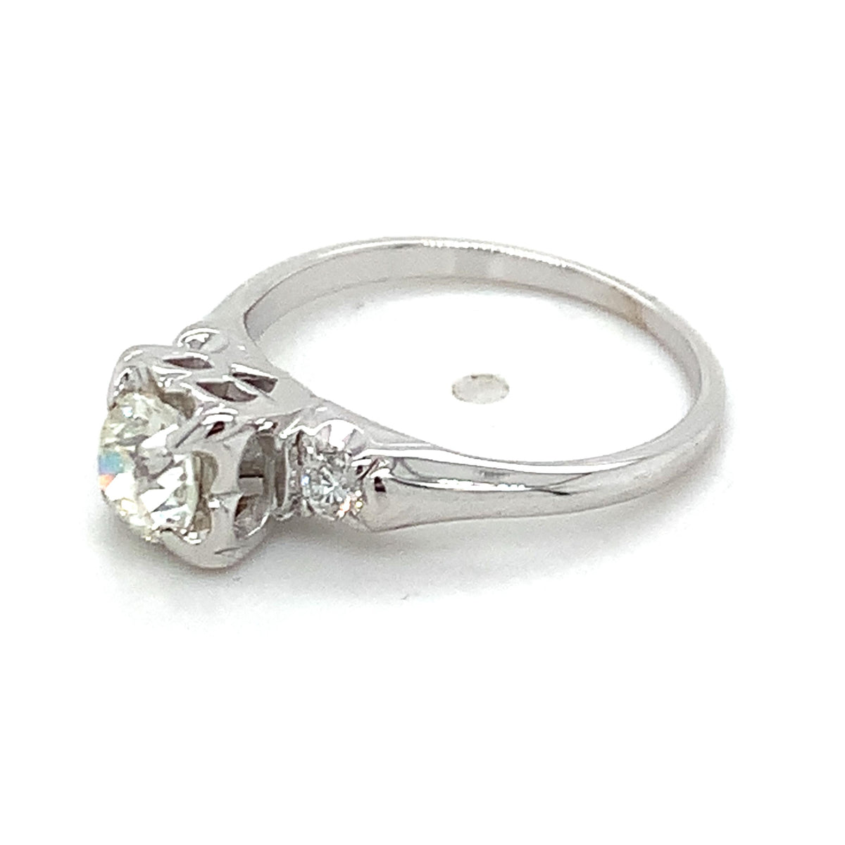 Vintage 14k Gold Old European Diamond & Round 3 Stone Diamond Buttercup Ring