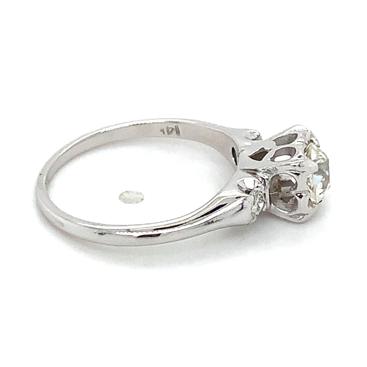 Vintage 14k Gold Old European Diamond & Round 3 Stone Diamond Buttercup Ring