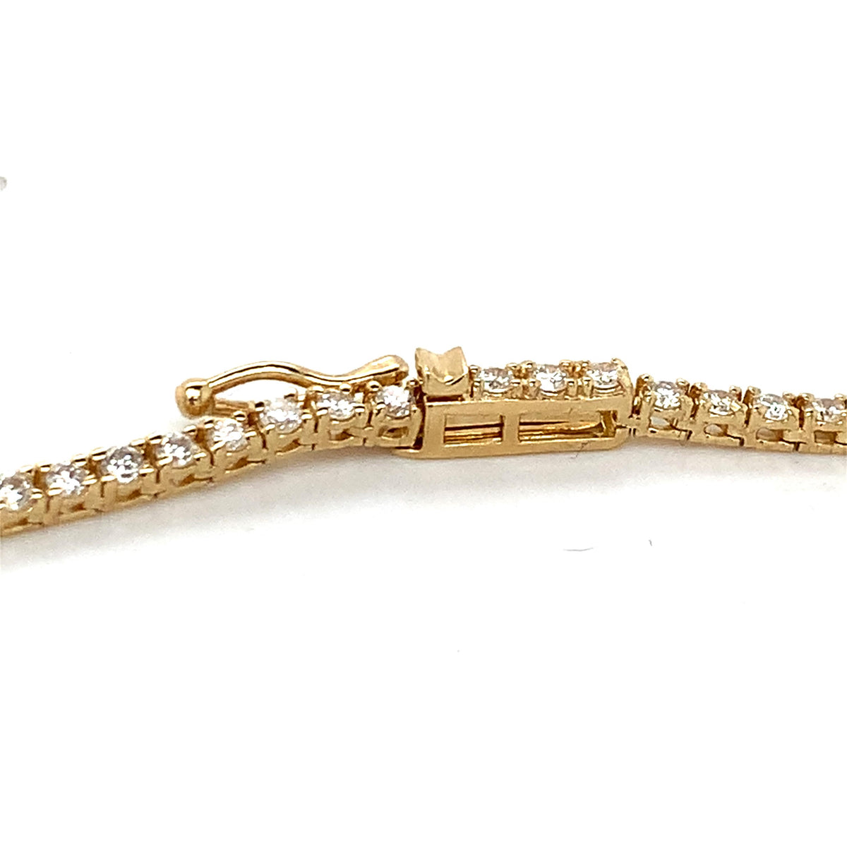 14k Yellow Gold Four Prongs 4CTW Round White Diamond Tennis Necklace 16"