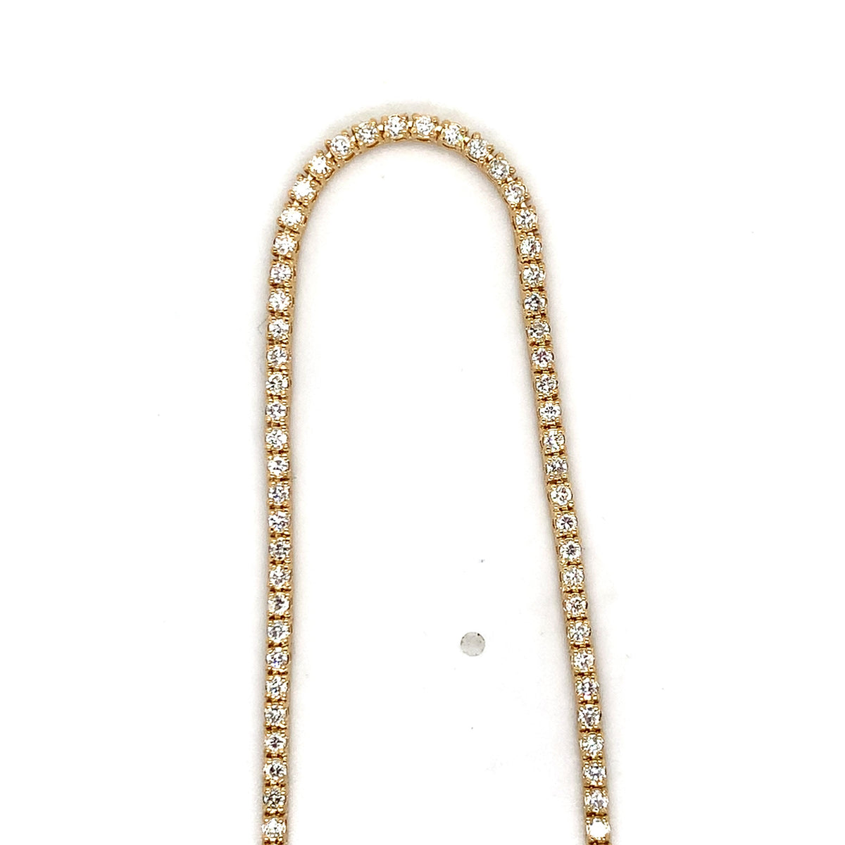 14k Yellow Gold Four Prongs 4CTW Round White Diamond Tennis Necklace 16"