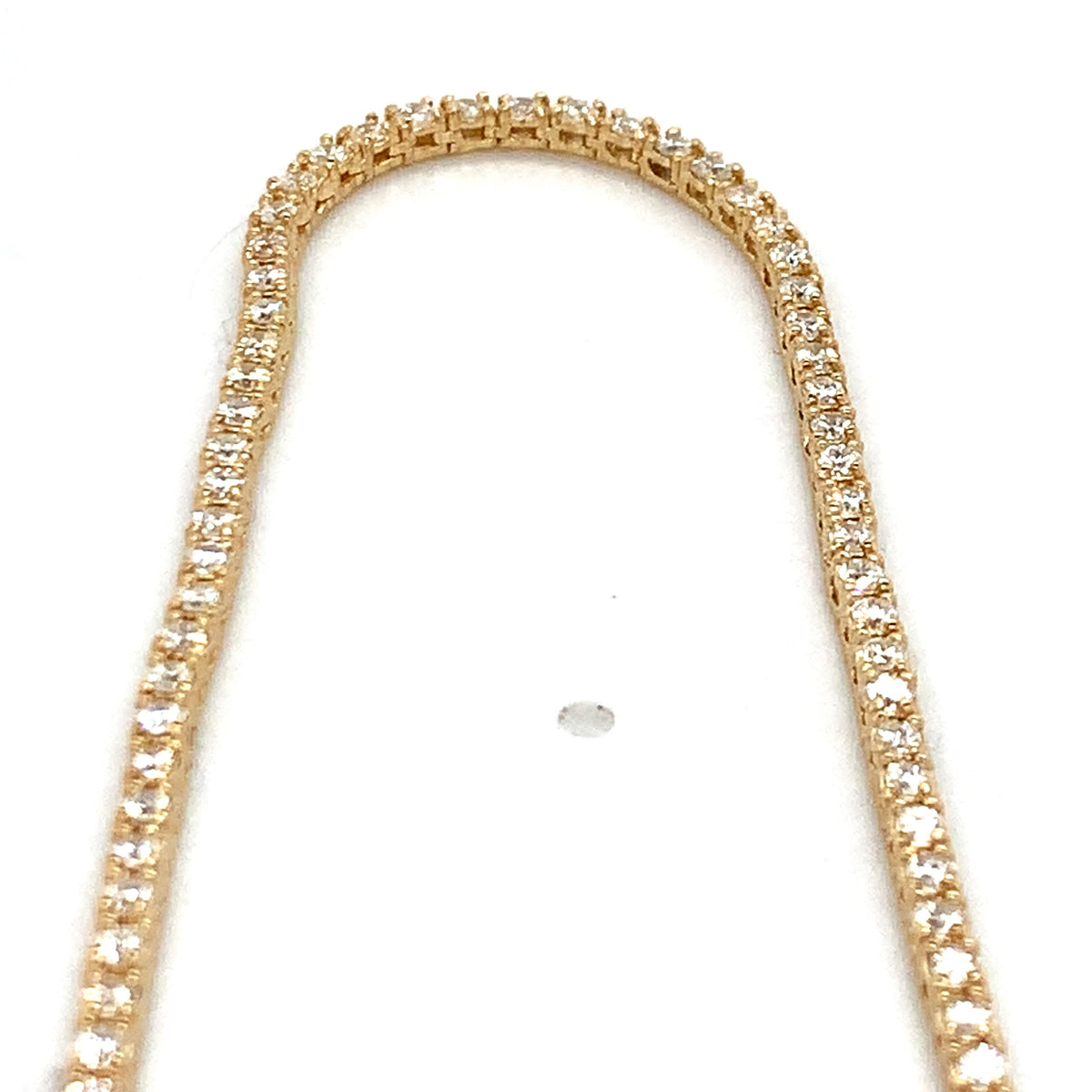 14k Yellow Gold Four Prongs 4CTW Round White Diamond Tennis Necklace 16"