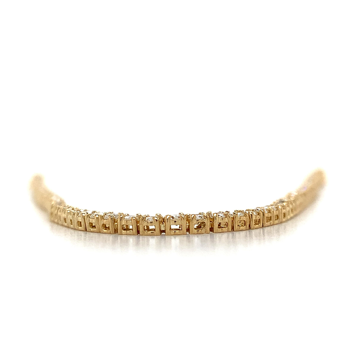 14k Yellow Gold Four Prongs 4CTW Round White Diamond Tennis Necklace 16"