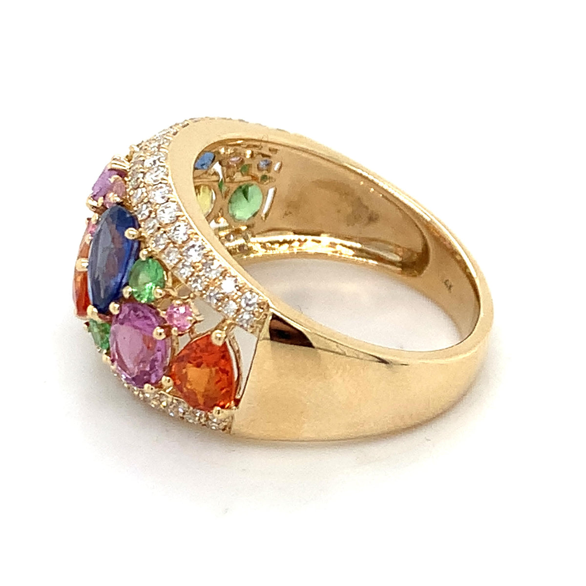 EFFY 14K Gold Multi Cut Sapphire & Diamond Watercolors Statement Dome Band Ring
