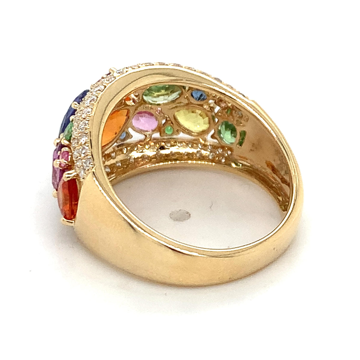 EFFY 14K Gold Multi Cut Sapphire & Diamond Watercolors Statement Dome Band Ring