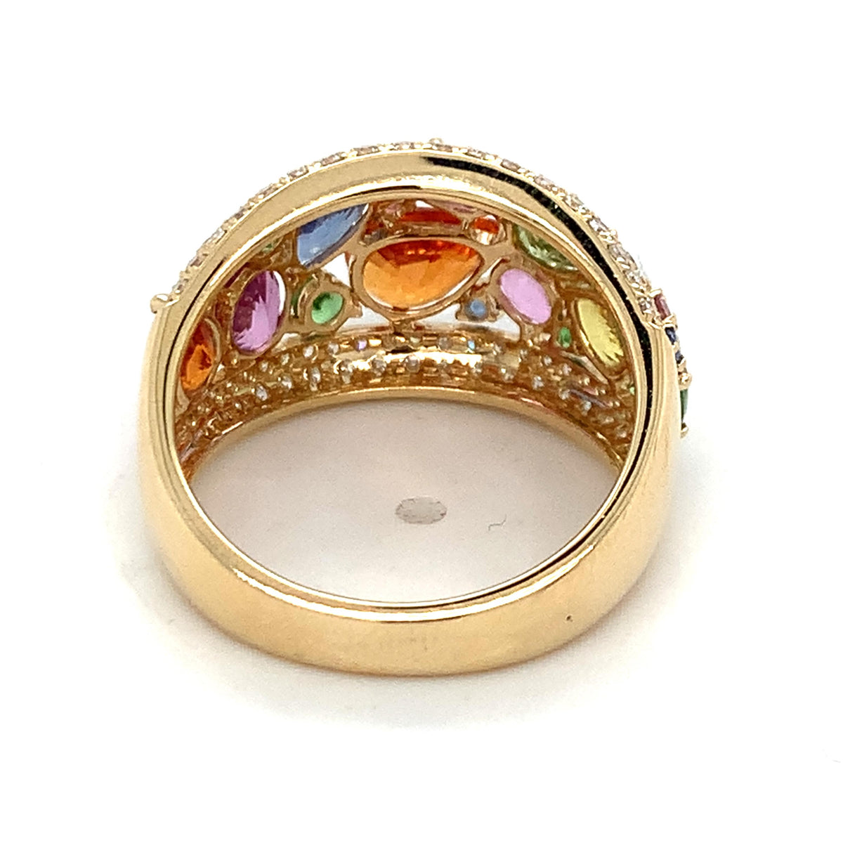 EFFY 14K Gold Multi Cut Sapphire & Diamond Watercolors Statement Dome Band Ring