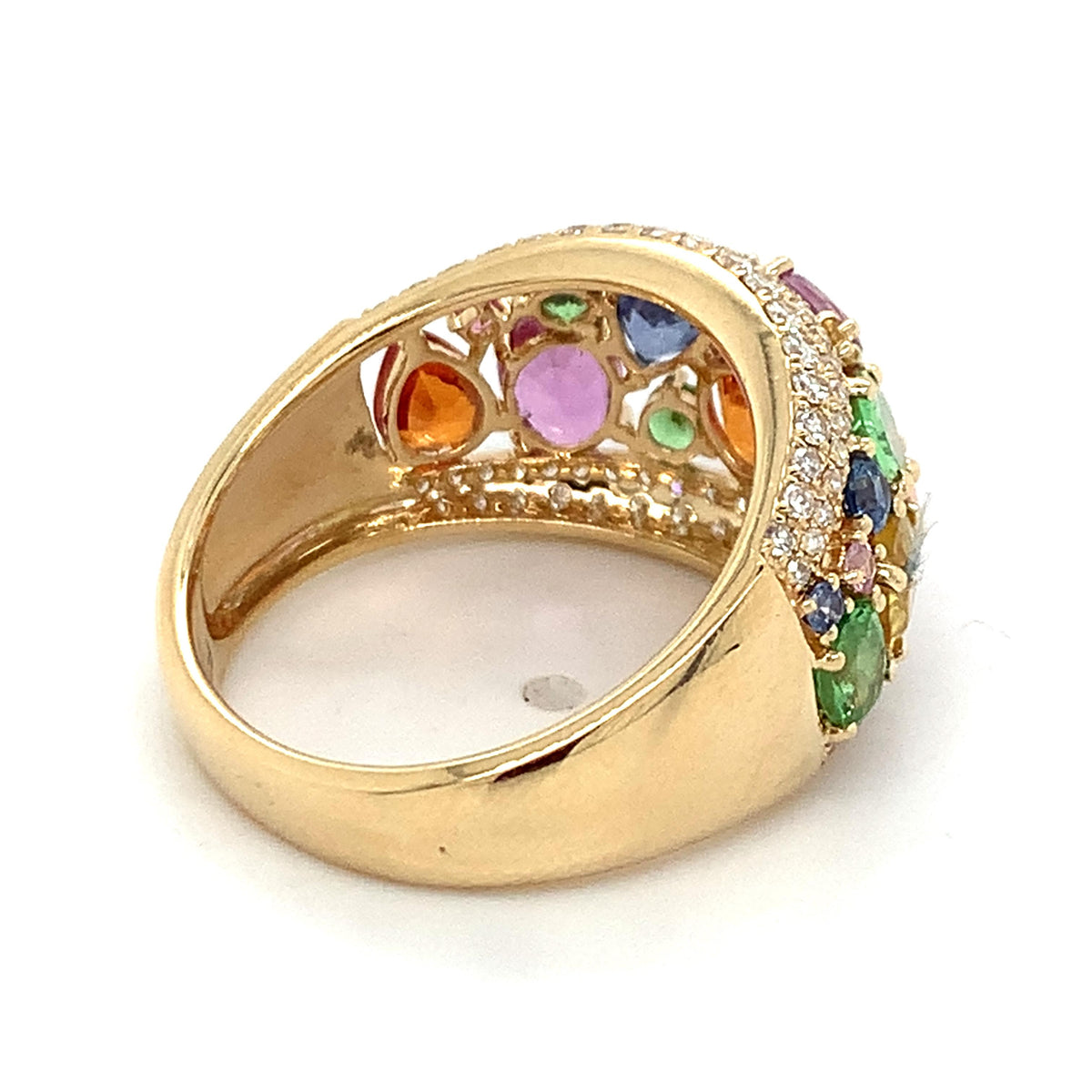 EFFY 14K Gold Multi Cut Sapphire & Diamond Watercolors Statement Dome Band Ring