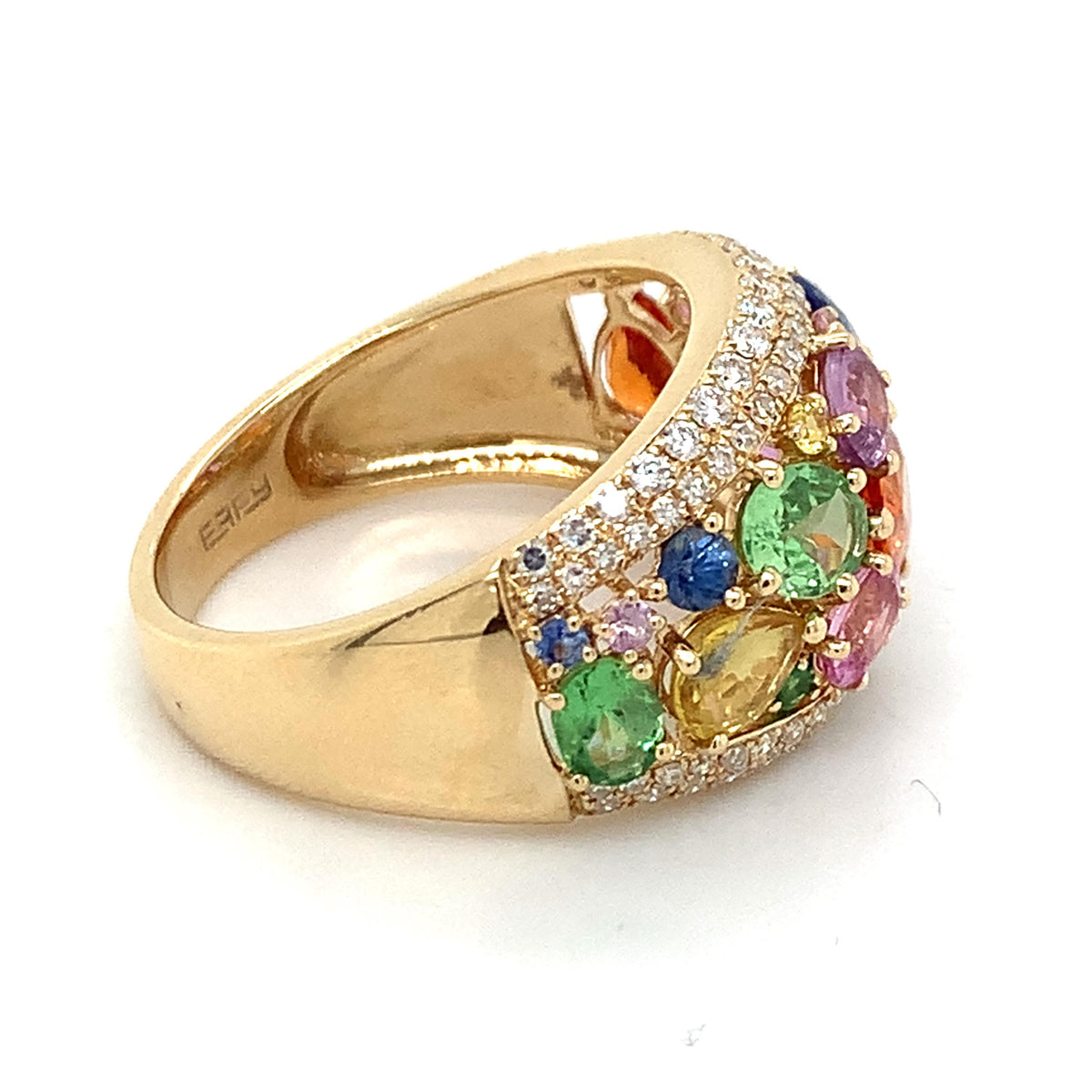 EFFY 14K Gold Multi Cut Sapphire & Diamond Watercolors Statement Dome Band Ring