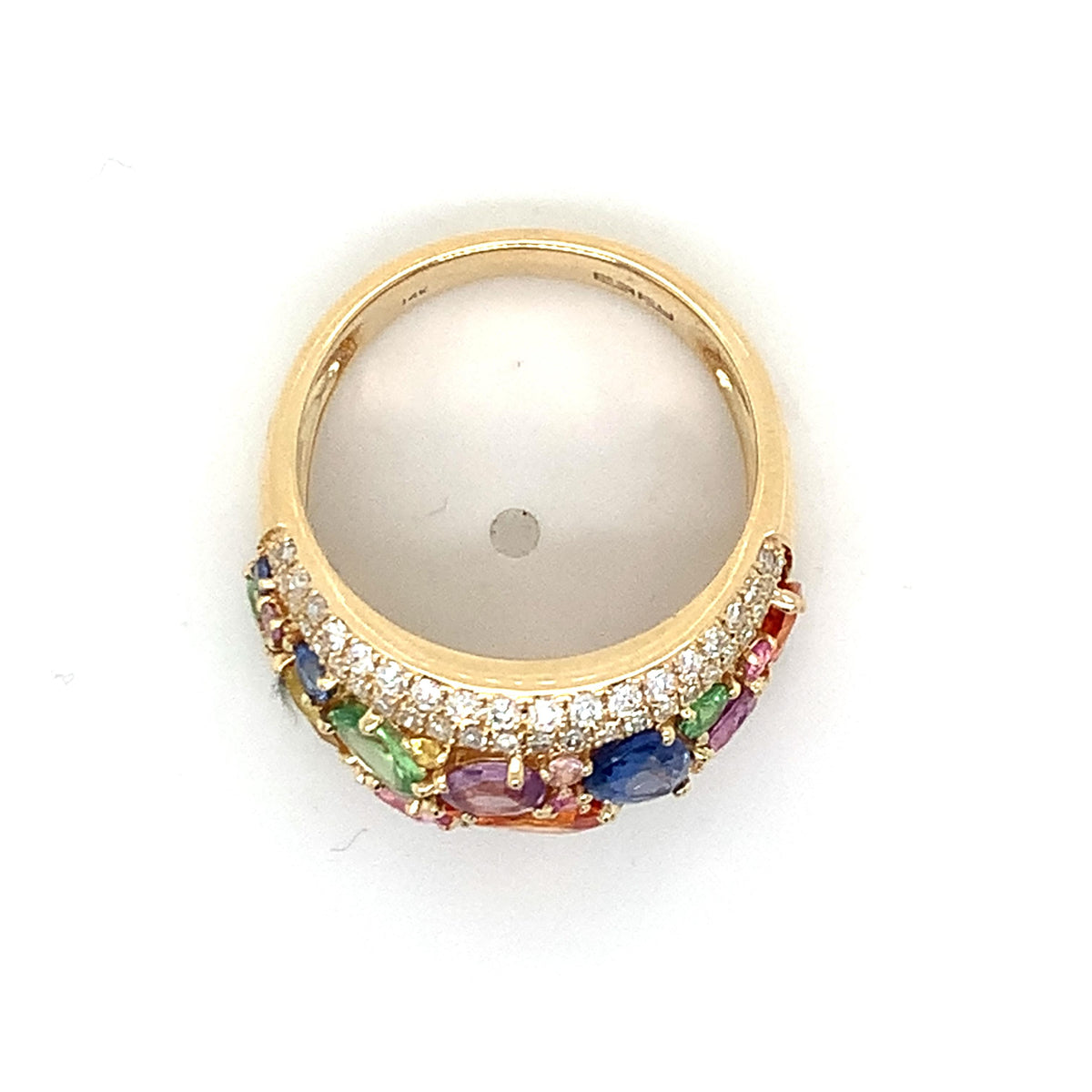 EFFY 14K Gold Multi Cut Sapphire & Diamond Watercolors Statement Dome Band Ring