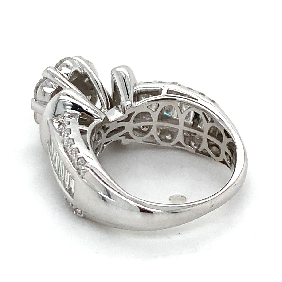 14K Gold Round Cut Cluster Baguette Round Diamond Channel Set 3CTW Cocktail Ring