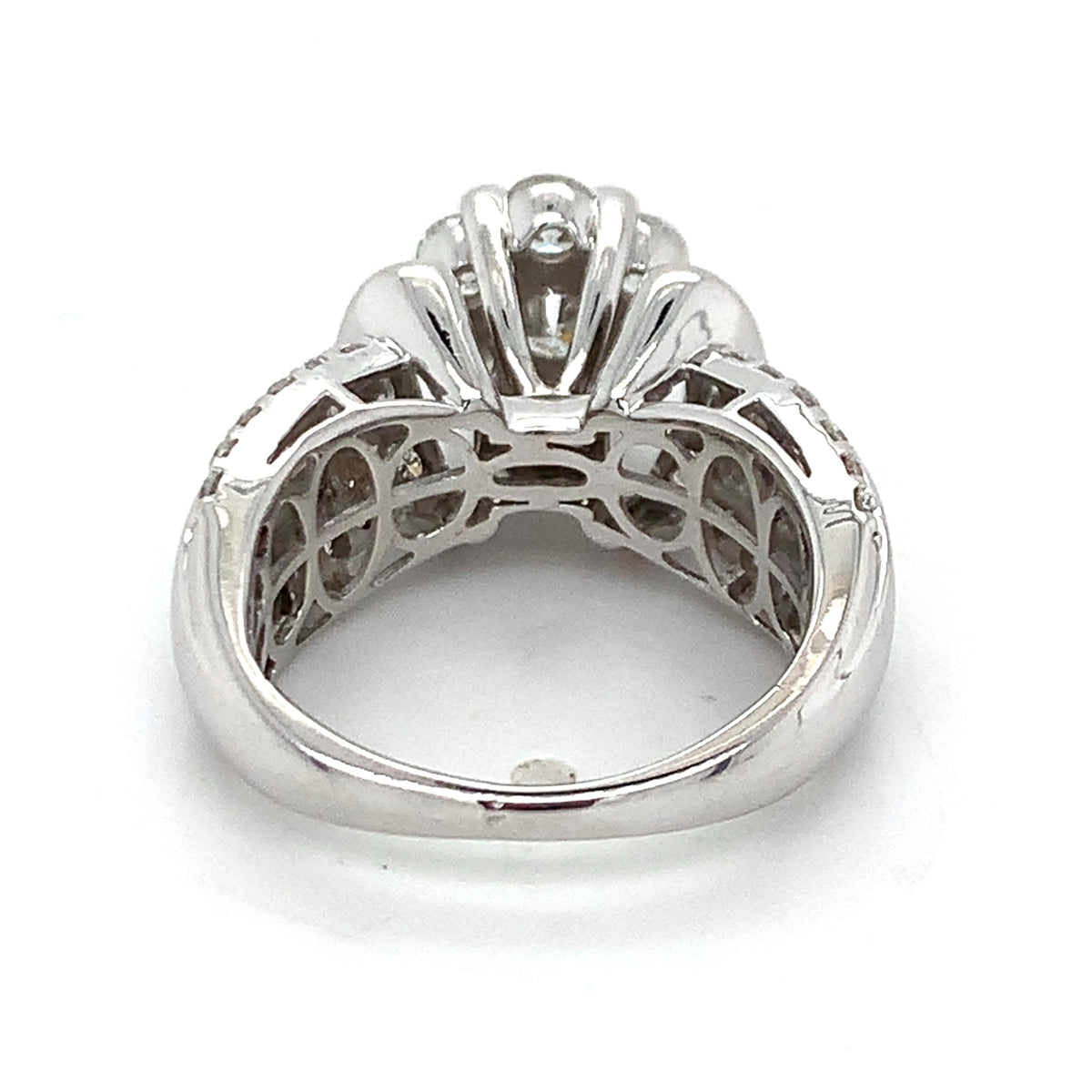 14K Gold Round Cut Cluster Baguette Round Diamond Channel Set 3CTW Cocktail Ring