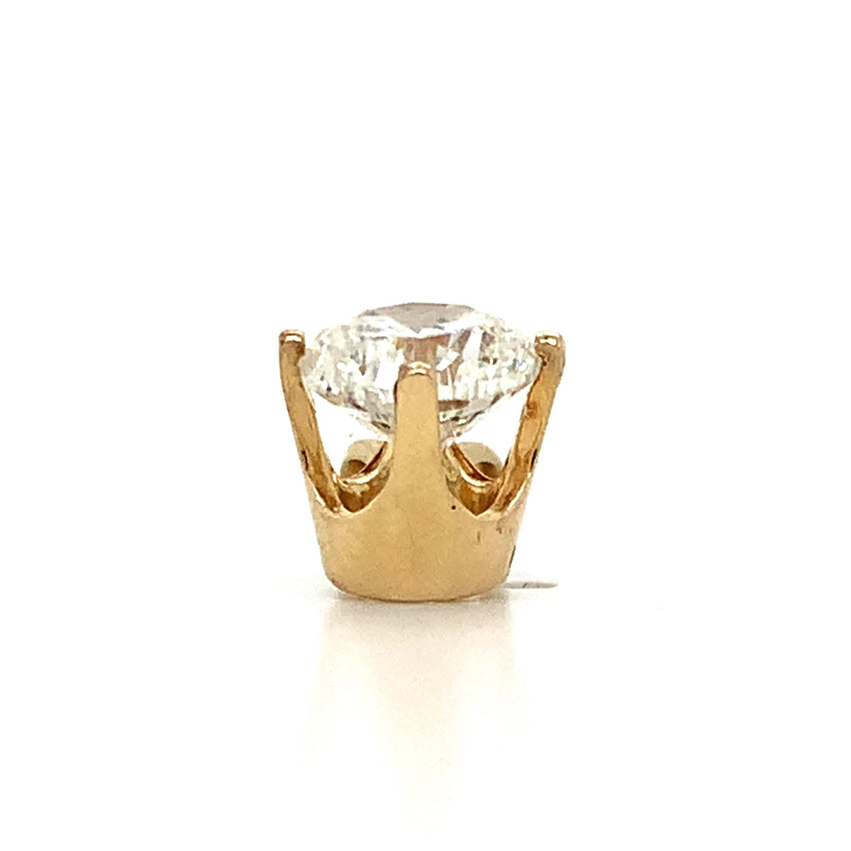 14K Yellow Gold Crown Prong Round Brilliant Cut Diamond 0.95CT Solitaire Pendant