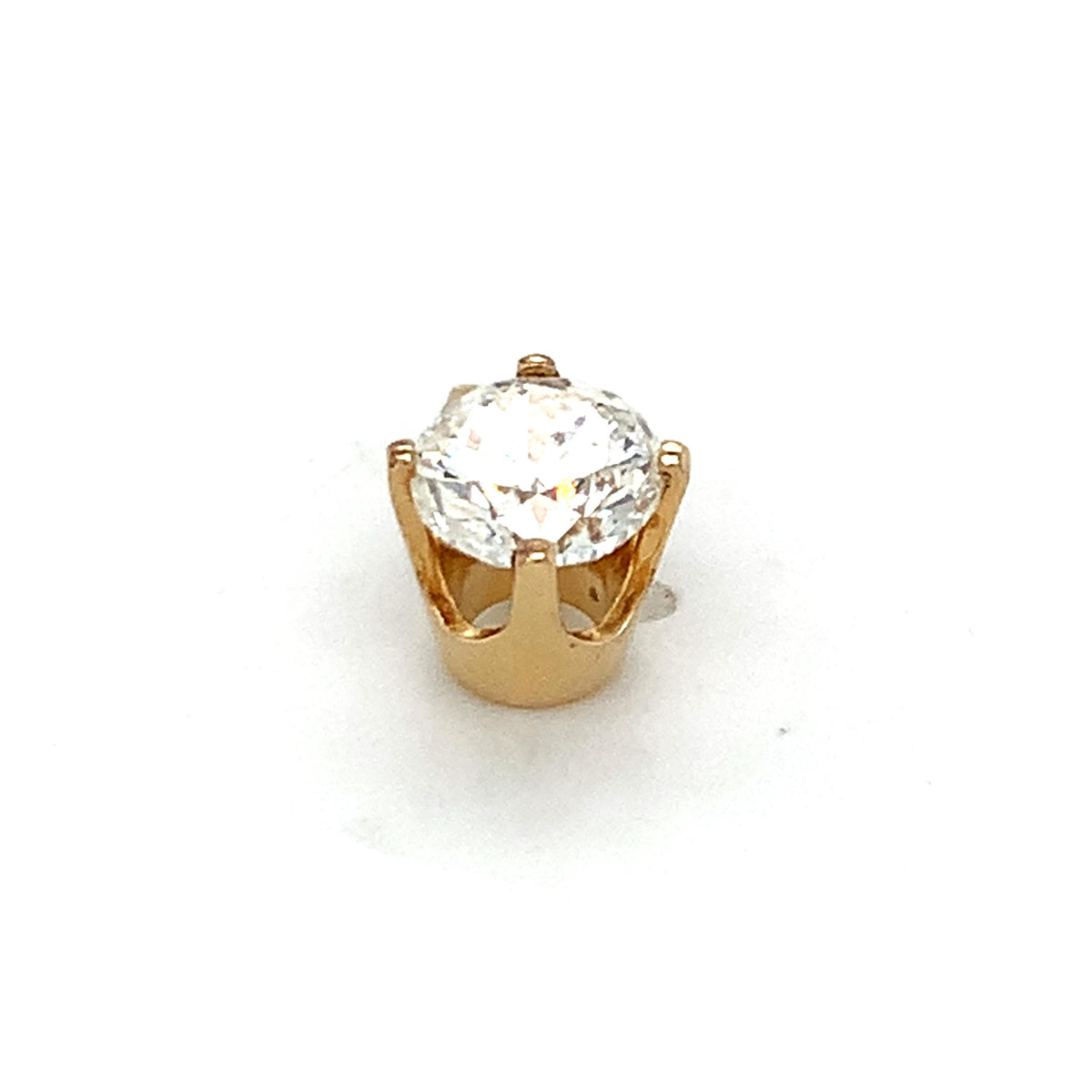 14K Yellow Gold Crown Prong Round Brilliant Cut Diamond 0.95CT Solitaire Pendant