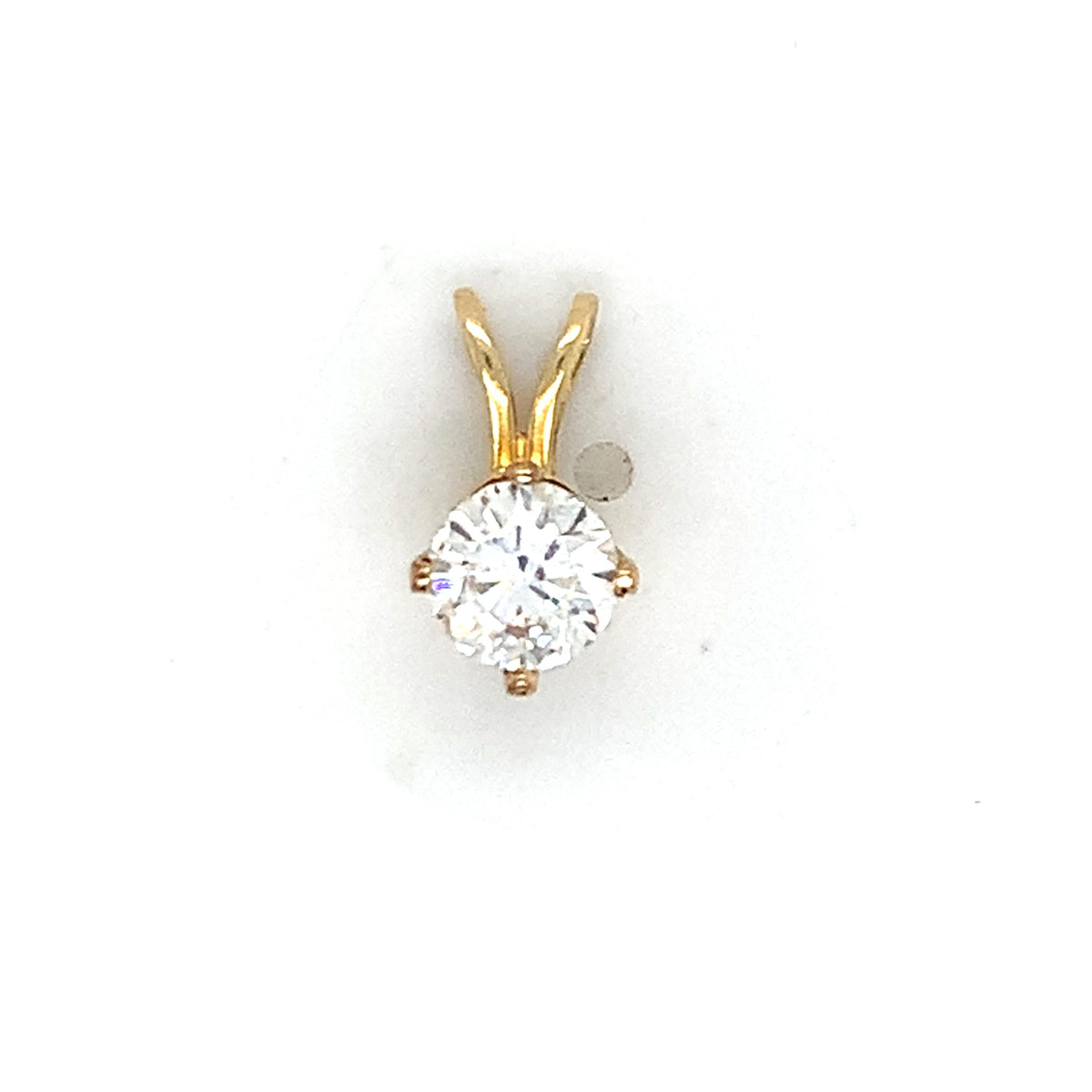 14K Yellow Gold Crown Prong Round Brilliant Cut Diamond 0.95CT Solitaire Pendant