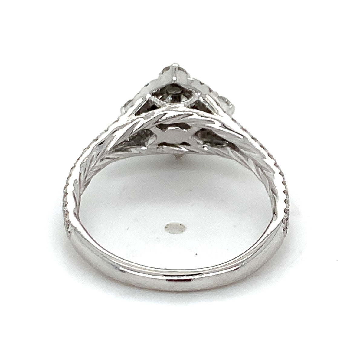 Vintage 14K Gold Tilted Princess Cut Center & Round Diamond Double Halo Ring