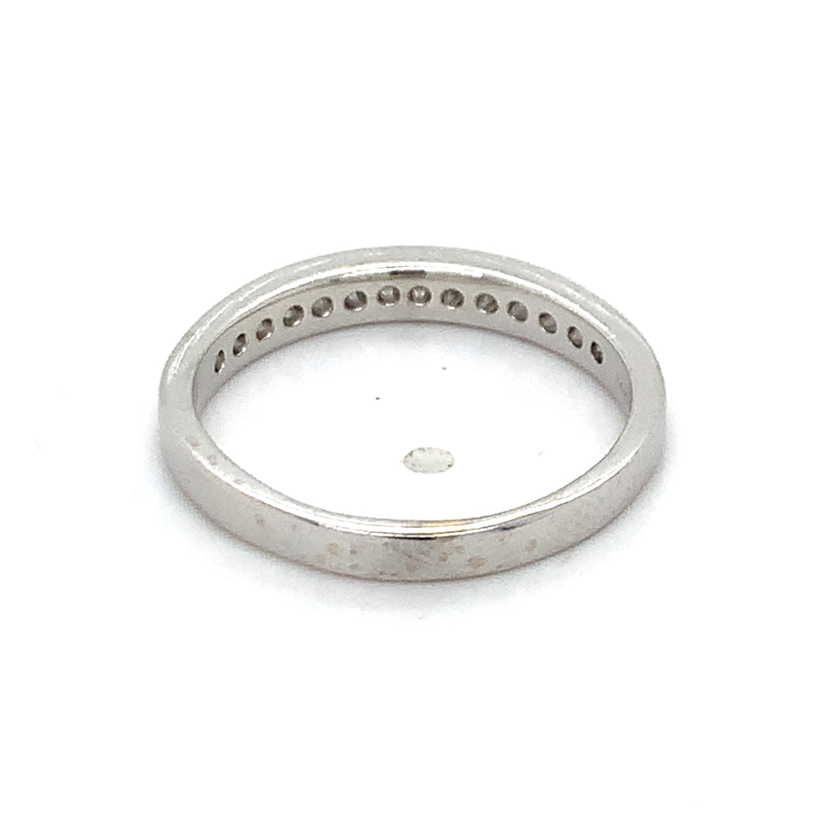 14k White Gold Round Brilliant Cut Diamond 14-Stones Halfway Channel Band Ring