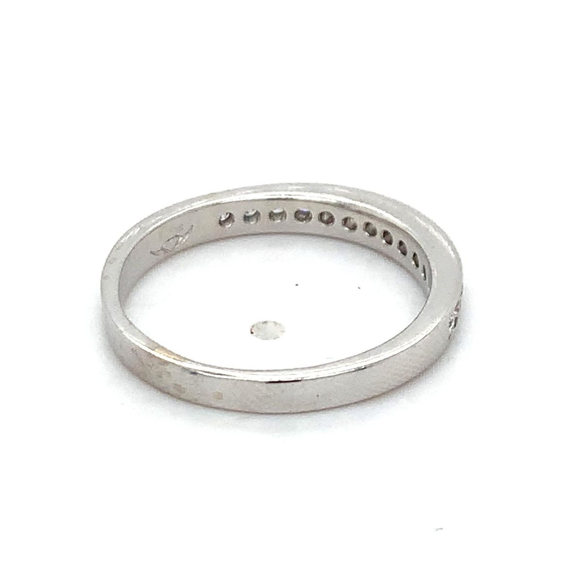 14k White Gold Round Brilliant Cut Diamond 14-Stones Halfway Channel Band Ring
